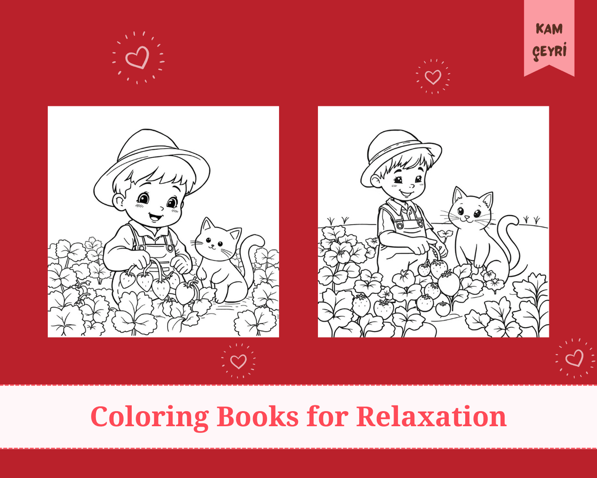 4 Pieces of Cozy Farm: Super Cute Characters Coloring Book