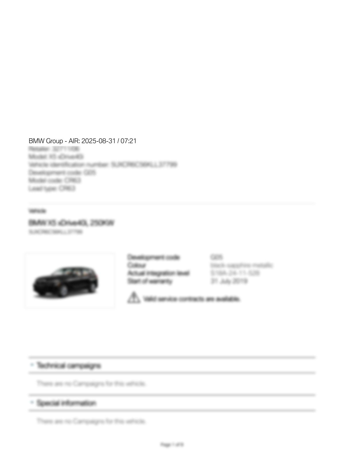 Service History Report VIN 5UXCR6C56KLL37799