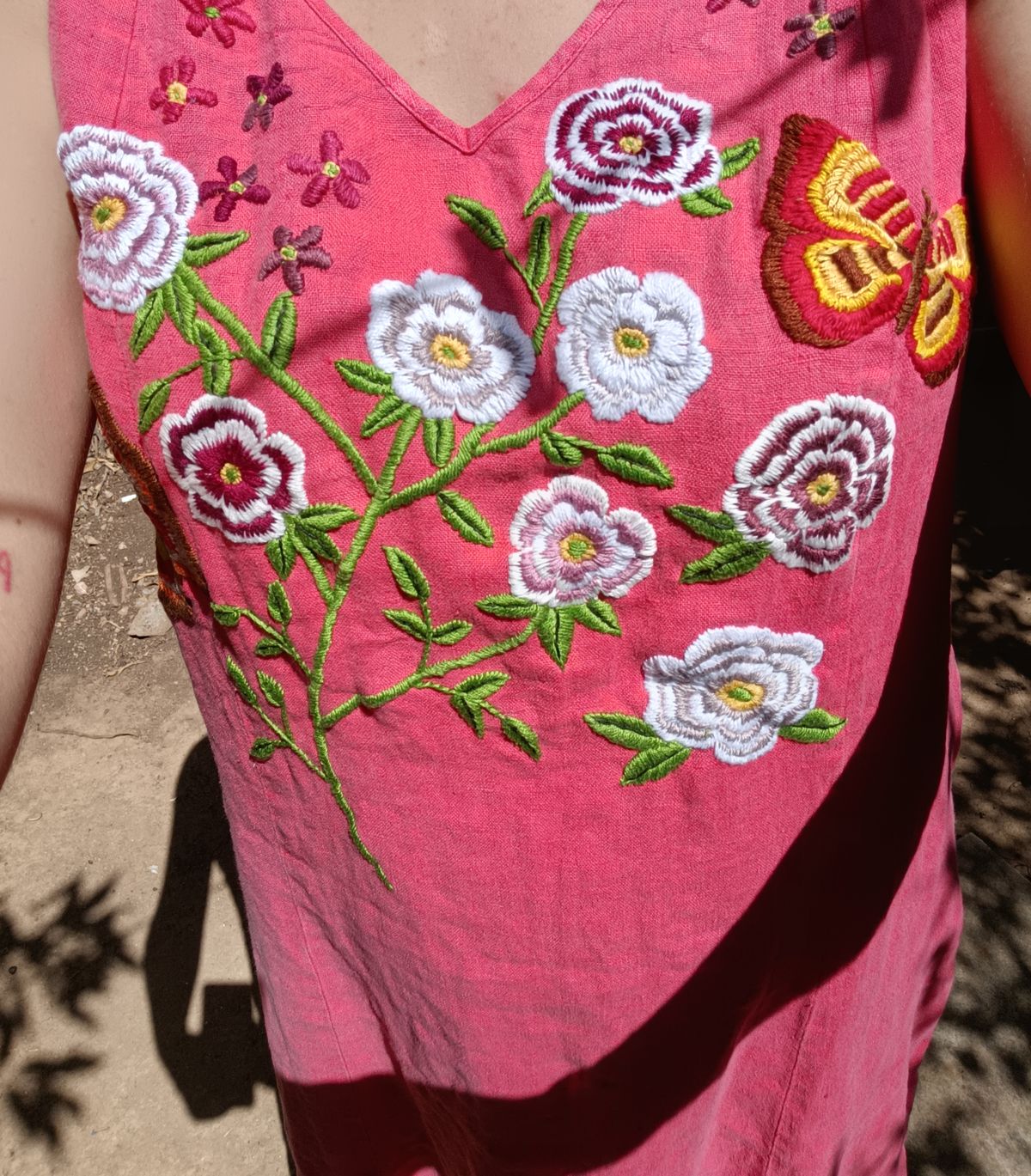 July rose linen dress