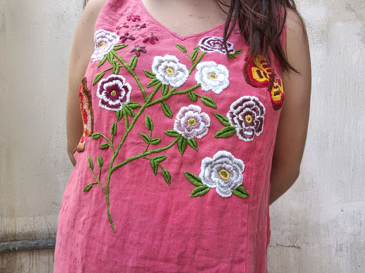 July rose linen dress