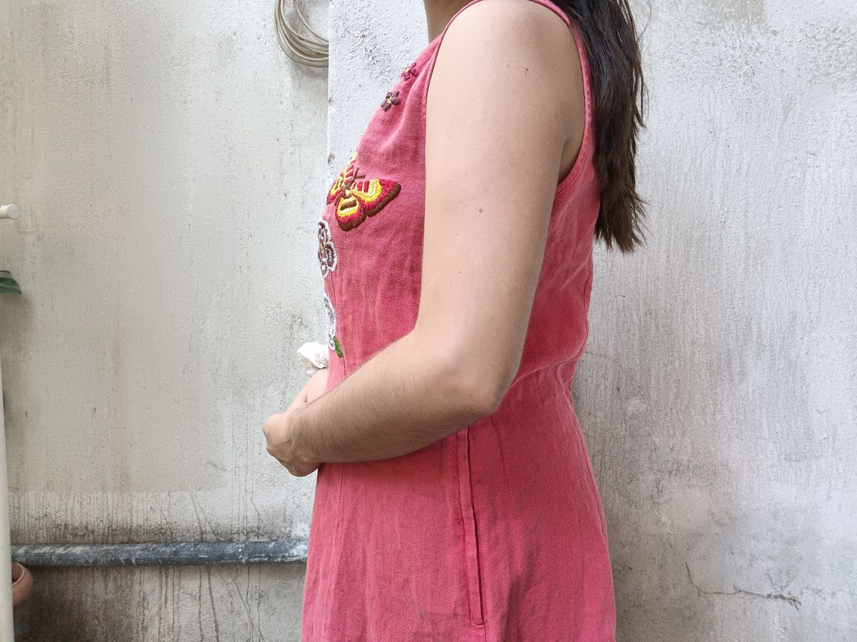 July rose linen dress