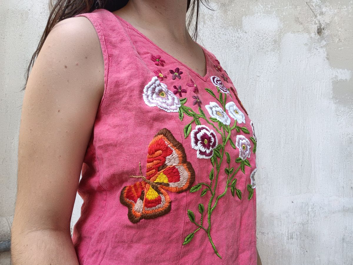 July rose linen dress