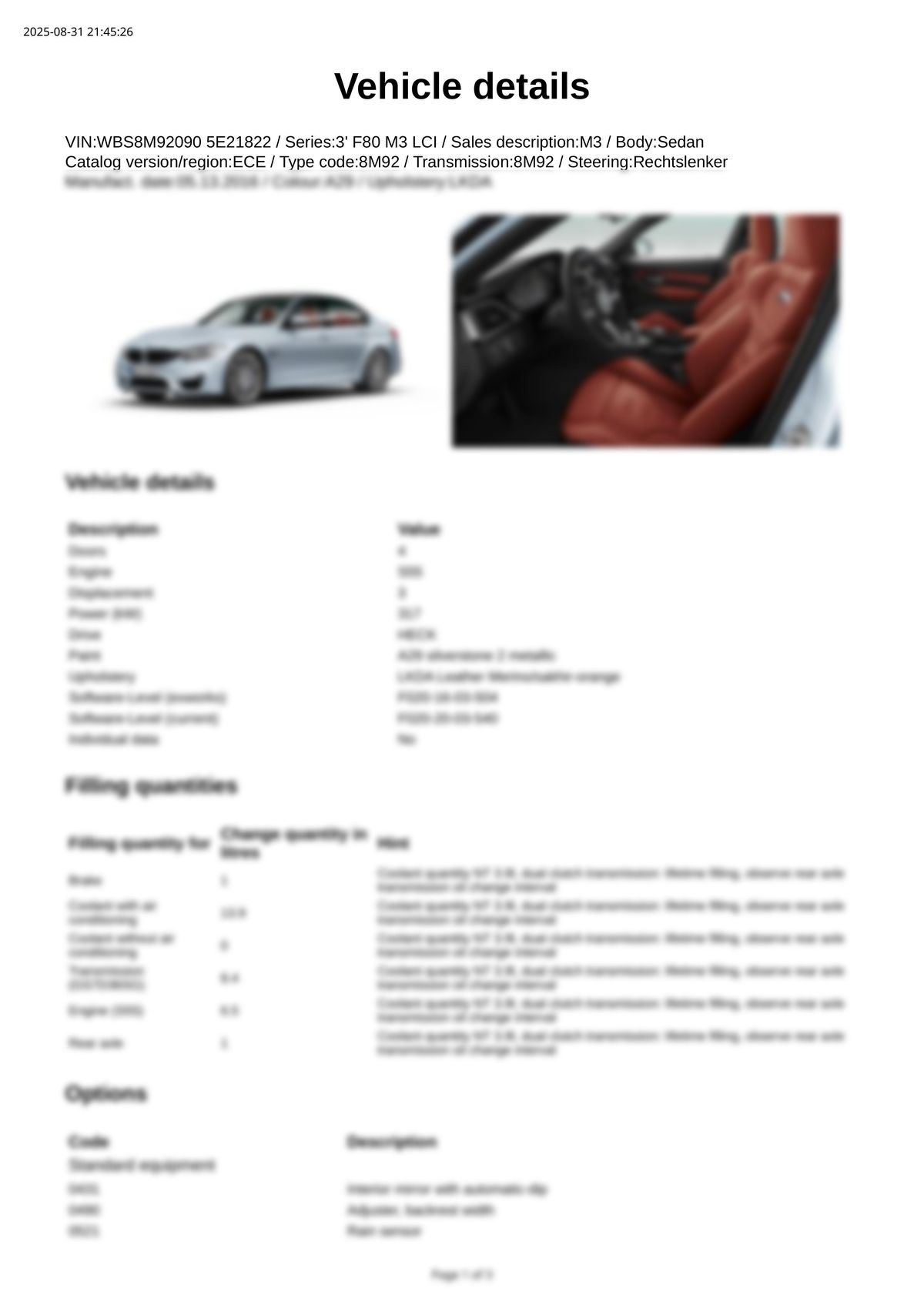 Build Sheet VIN WBS8M920905E21822
