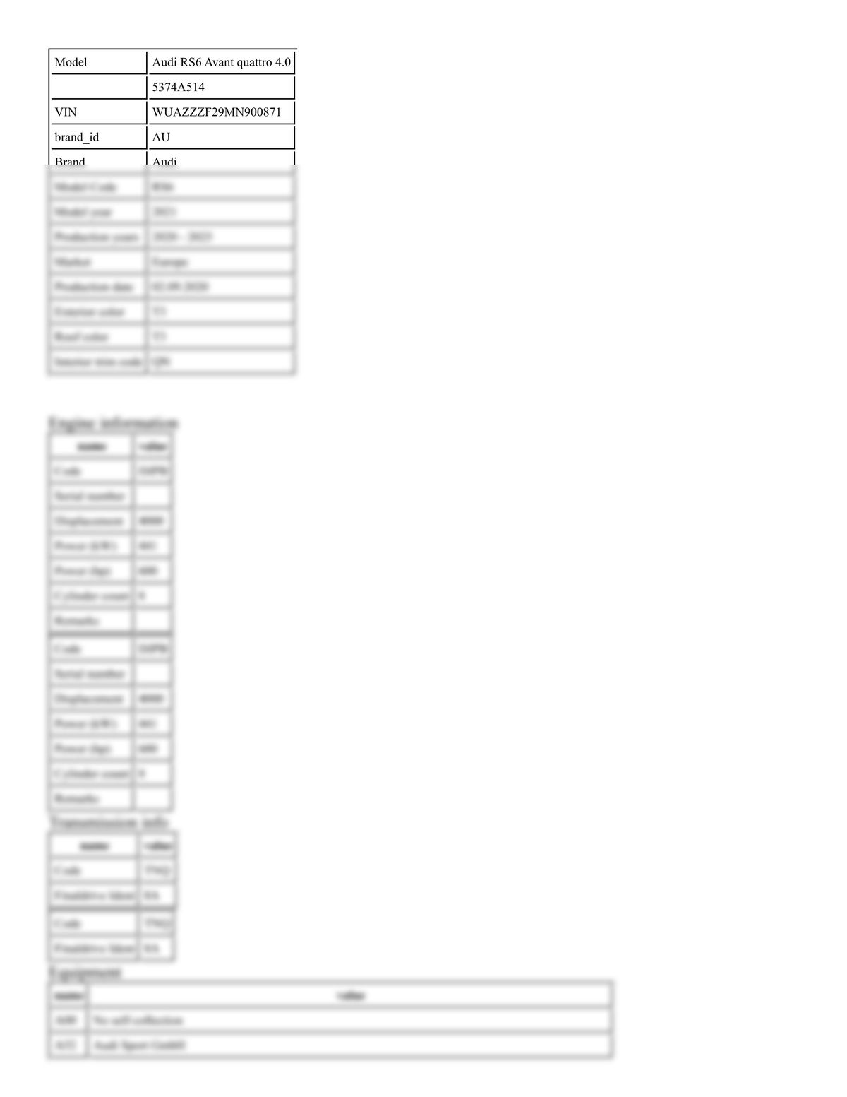 Build Sheet VIN WUAZZZF29MN900871