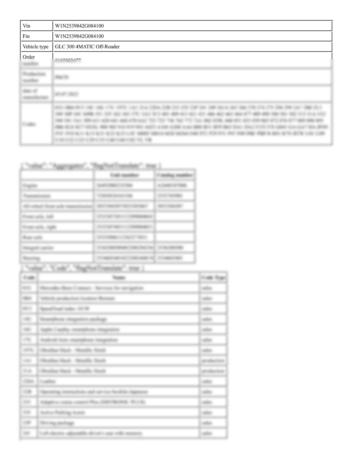 Build Sheet VIN W1N2539842G084100