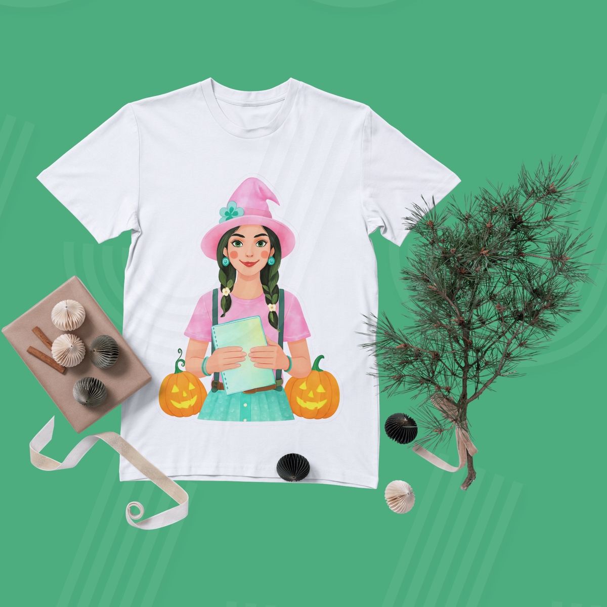 Whimsical Halloween Girl Sticker ; Printable & Digital Magic