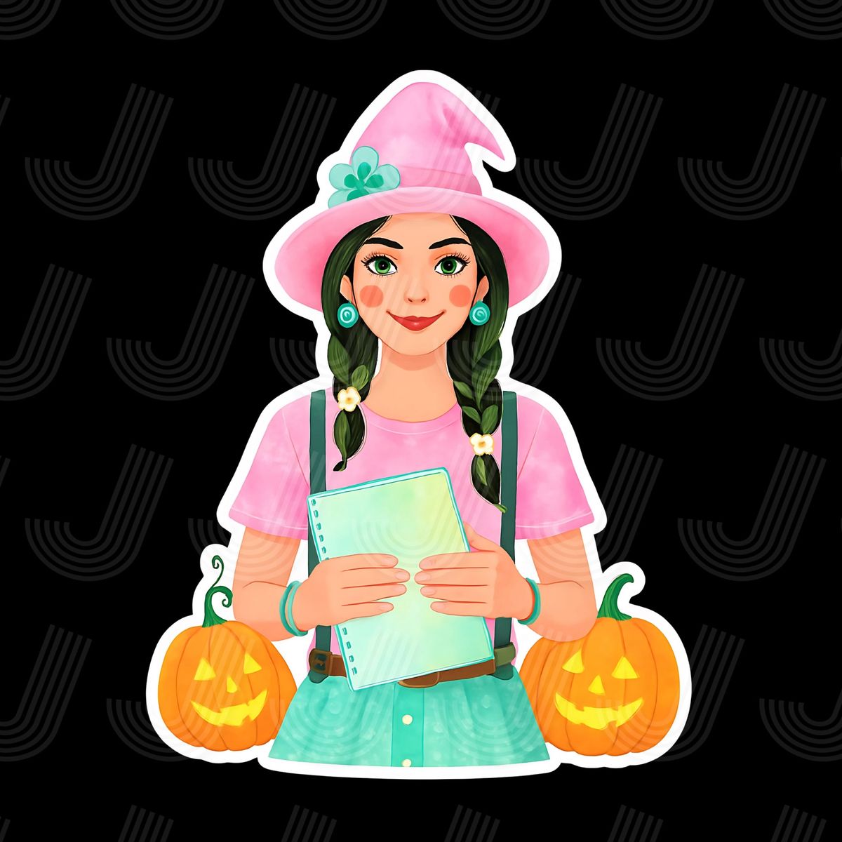 Whimsical Halloween Girl Sticker ; Printable & Digital Magic