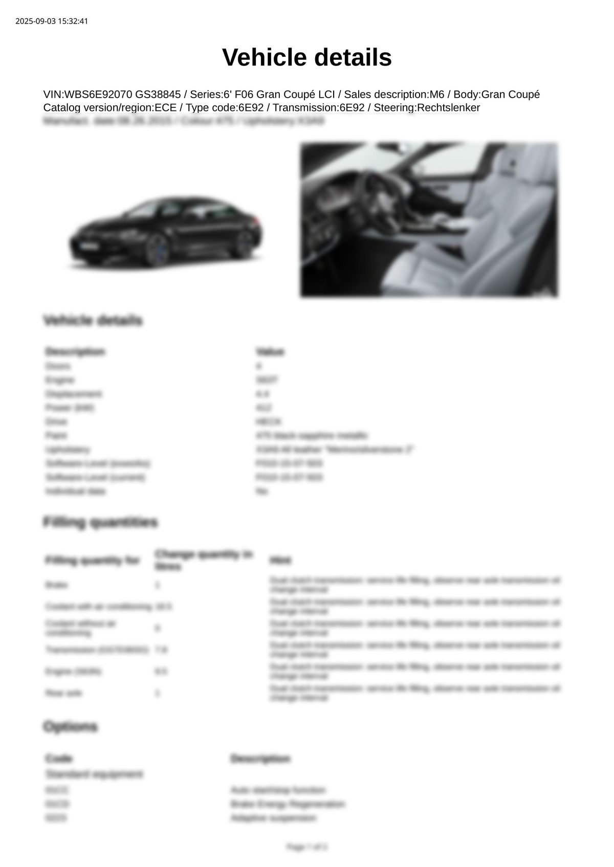 Build Sheet VIN WBS6E92070GS38845