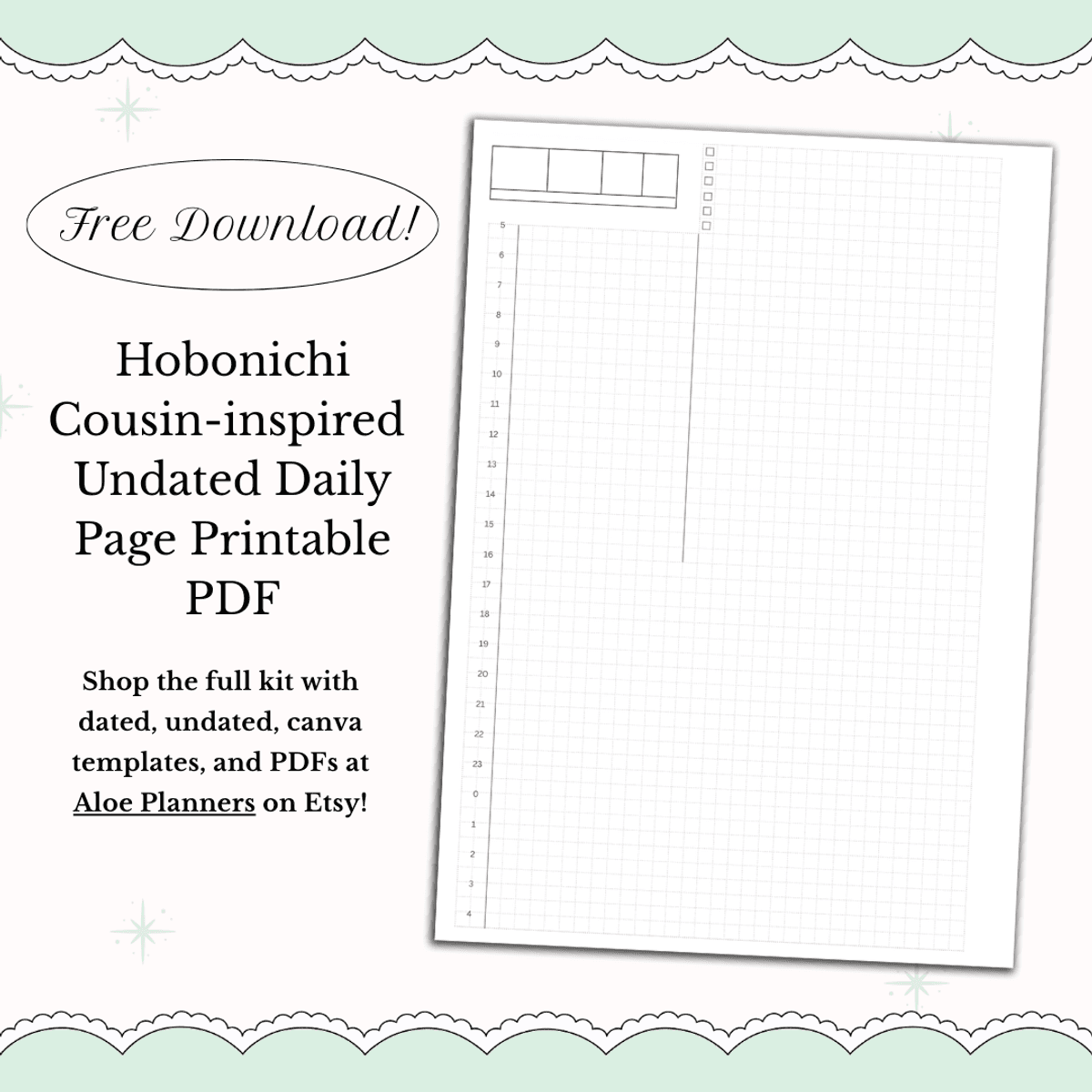 Free Hobonichi Cousin-inspired Daily Planner Template