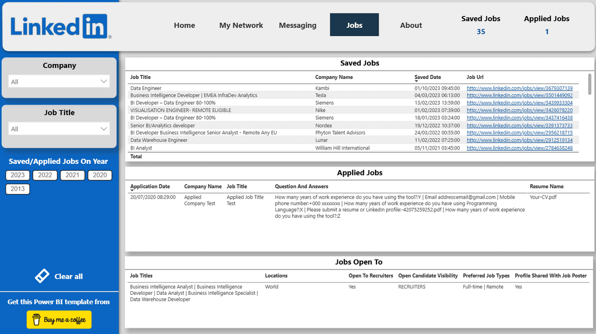Power BI - LinkedIn Dashboard Template