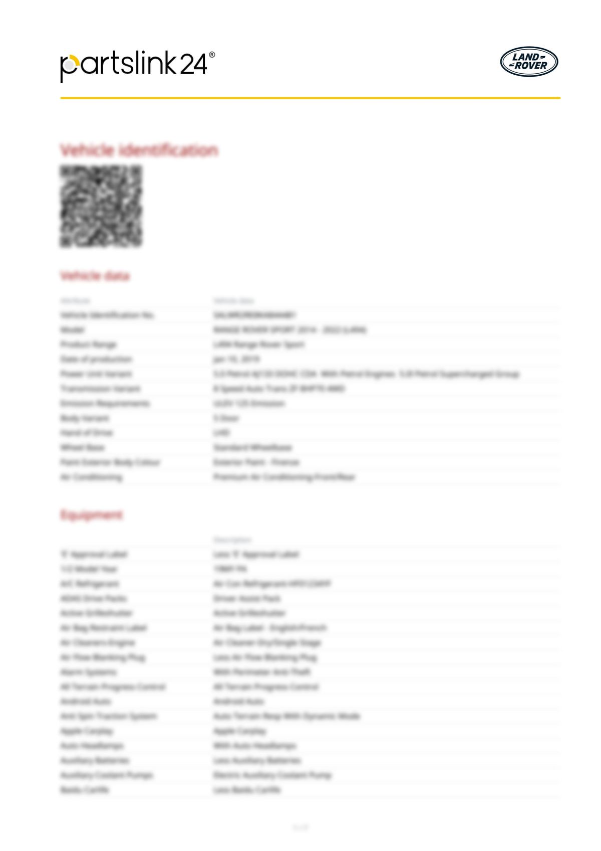 Build Sheet VIN SALWR2RE8KA844481