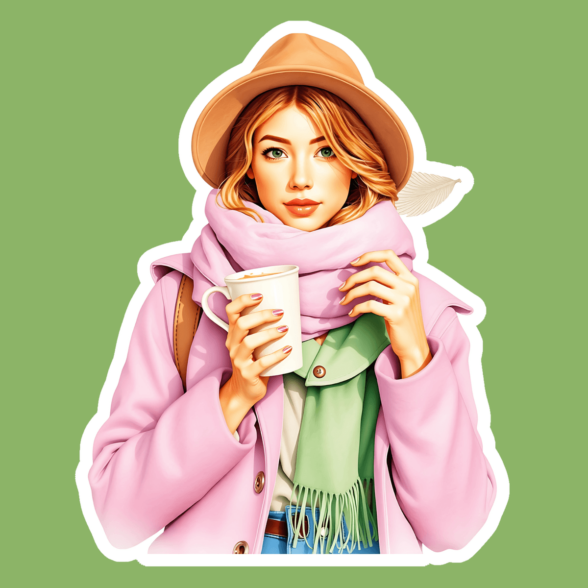 🌸🧡Fall Fashion Girl Sticker; Digital Download (2048x2048, Printable, High Quality)