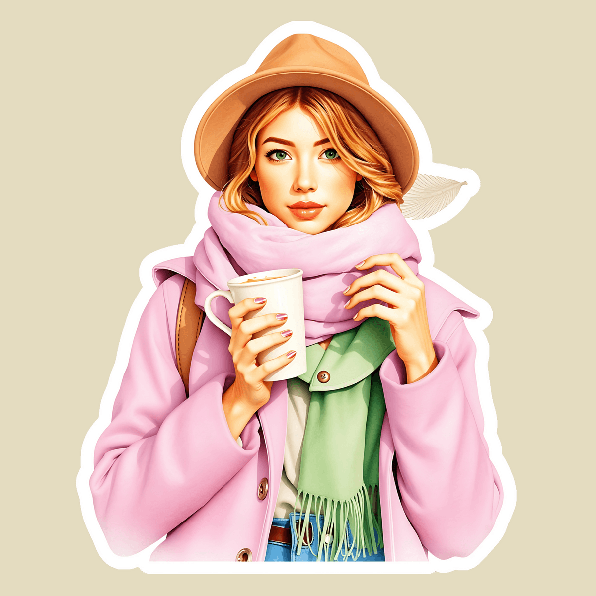 🌸🧡Fall Fashion Girl Sticker; Digital Download (2048x2048, Printable, High Quality)