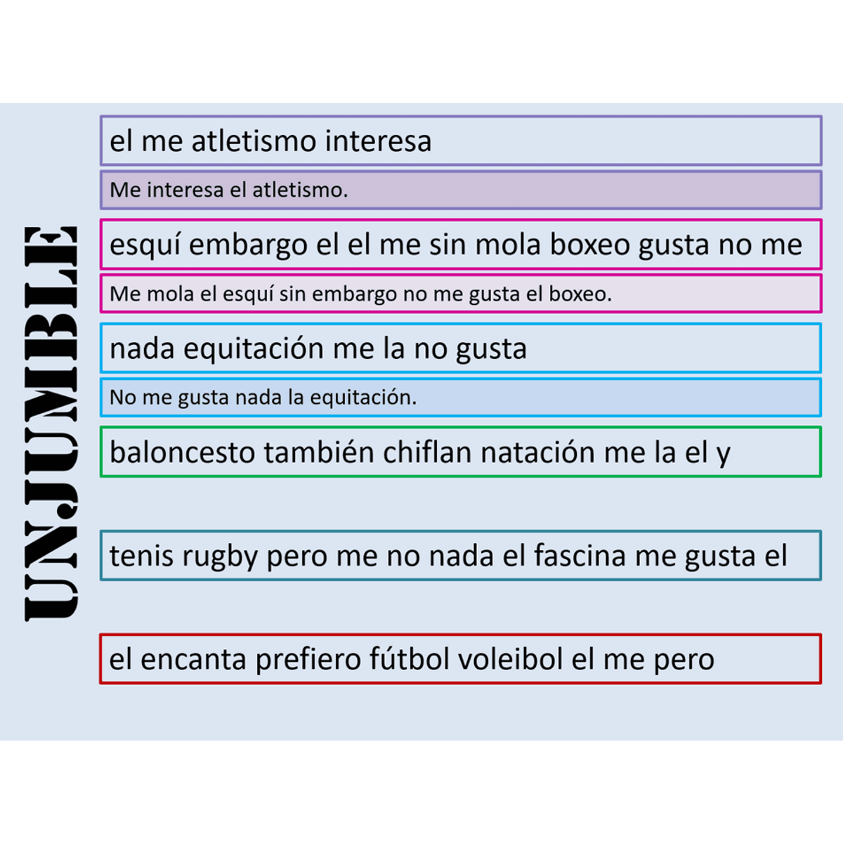 Claro 1 unit 3.3 - Mis gustos deportivos