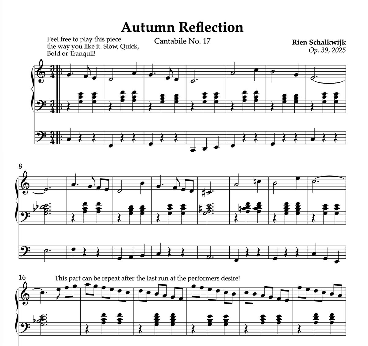 Autumn Reflection (Cantabile No. 17 | Op. 39)