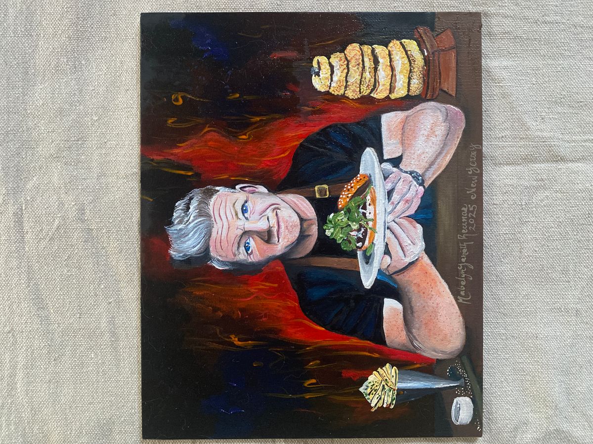 Oil on canvas. Chef Gordon Ramsay, portrait. By Mabelyn Janeth Recinos