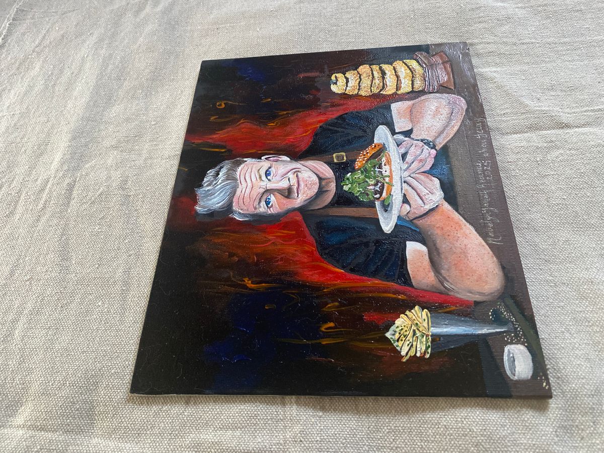 Oil on canvas. Chef Gordon Ramsay, portrait. By Mabelyn Janeth Recinos