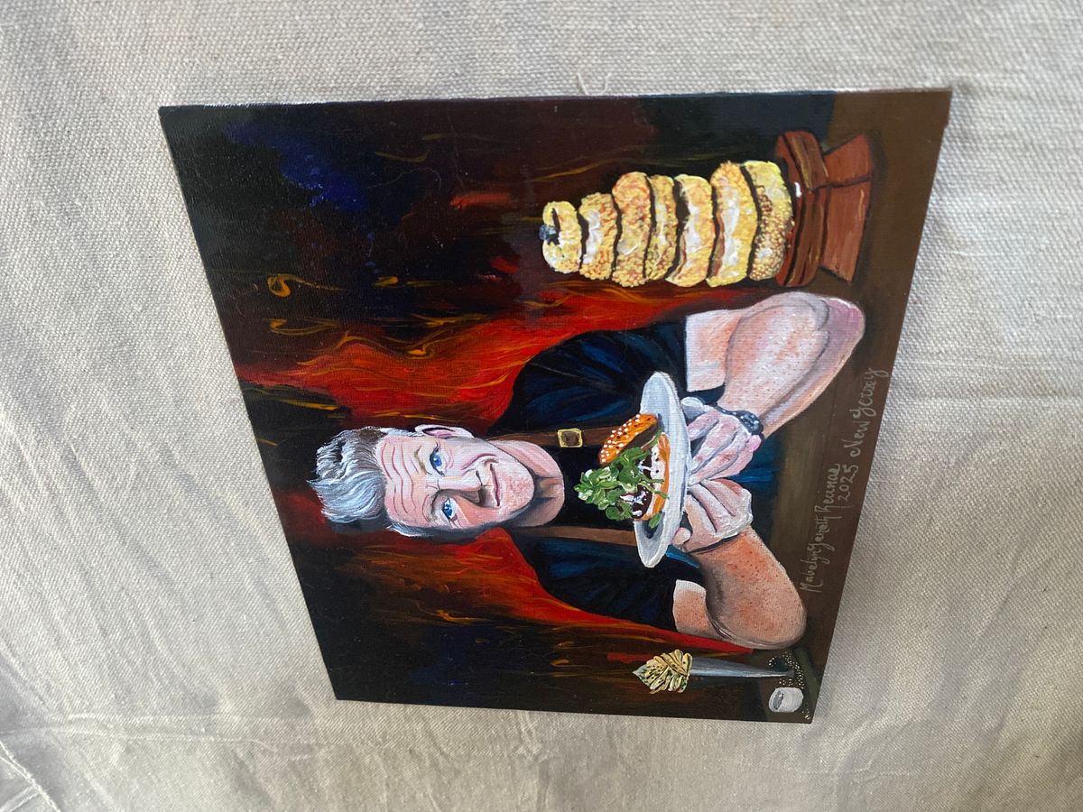 Oil on canvas. Chef Gordon Ramsay, portrait. By Mabelyn Janeth Recinos