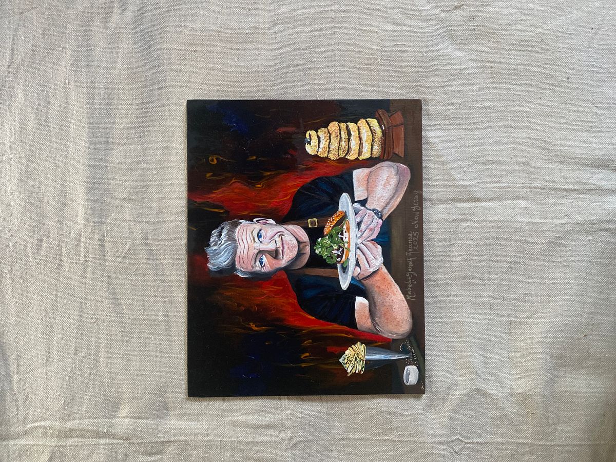 Oil on canvas. Chef Gordon Ramsay, portrait. By Mabelyn Janeth Recinos