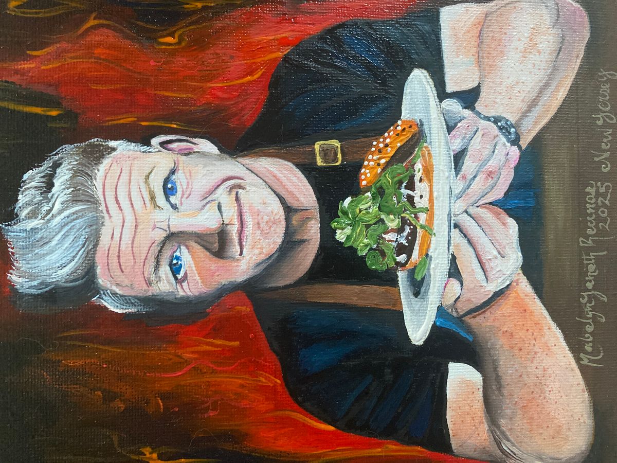 Oil on canvas. Chef Gordon Ramsay, portrait. By Mabelyn Janeth Recinos