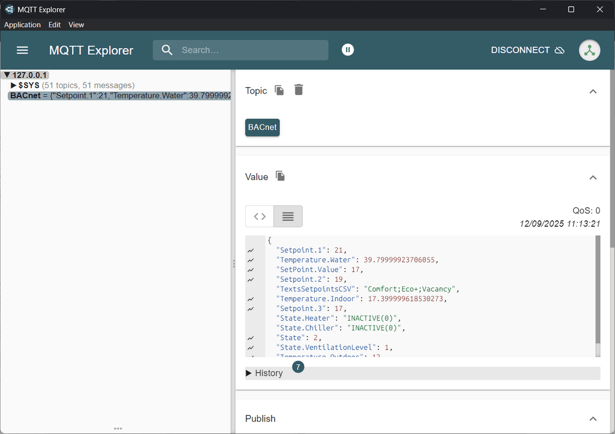 Uni-Directional BACnet IP to MQTT Publisher (JSON Payload)