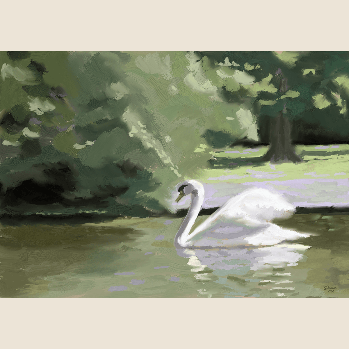 Download this painting- Swan at At Stephen's Green