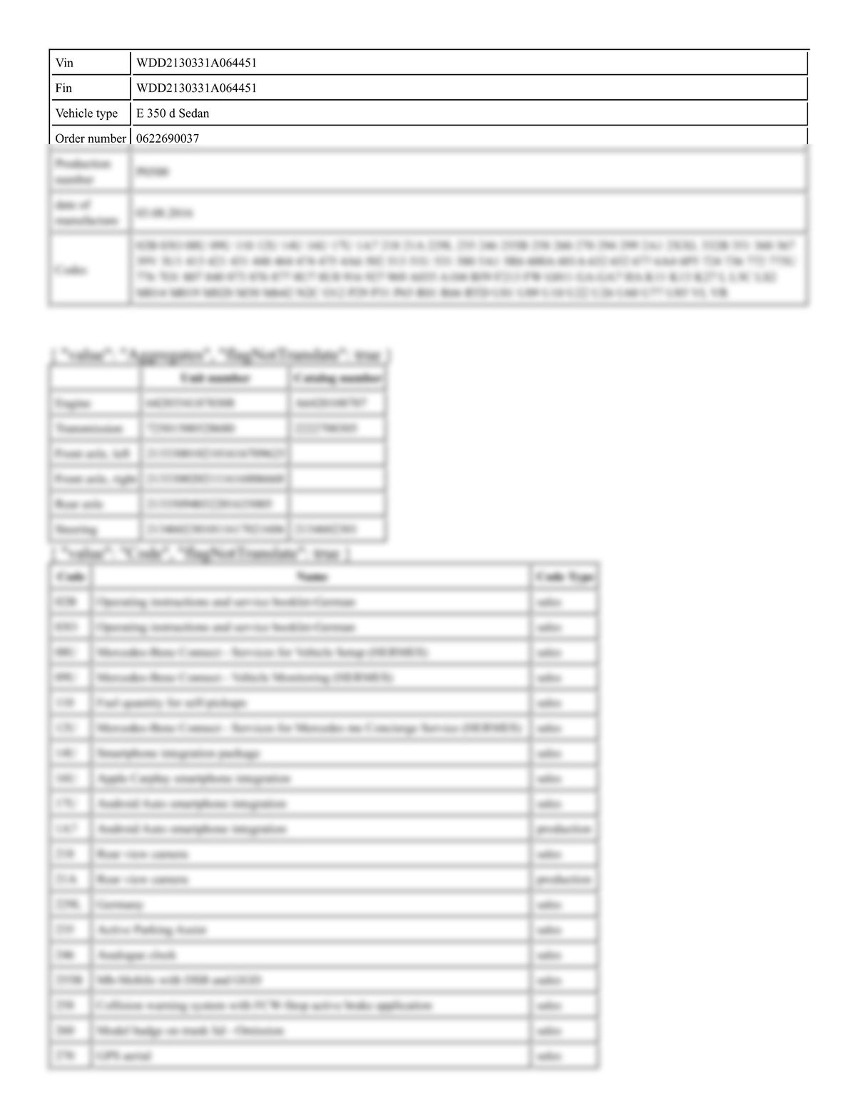 Build Sheet VIN WDD2130331A064451