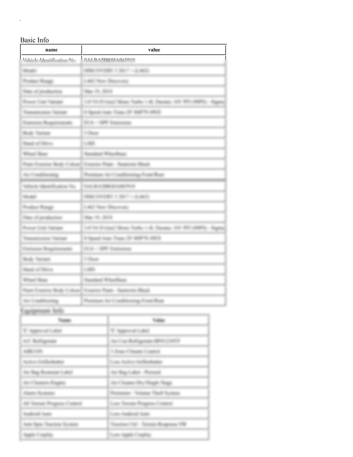 Build Sheet VIN SALRA2BK0JA065918