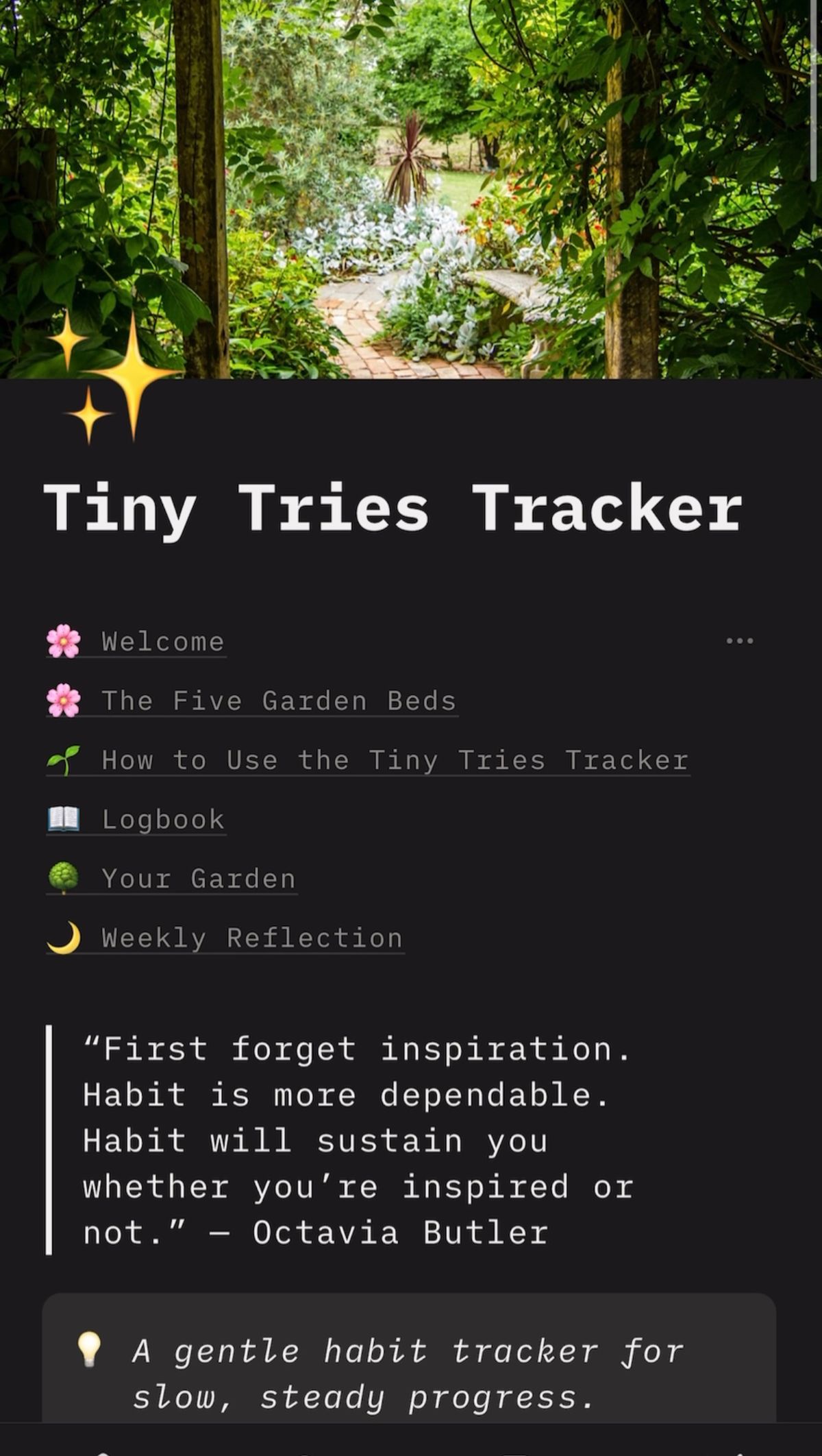 🌱 Tiny Tries Notion Habit Tracker