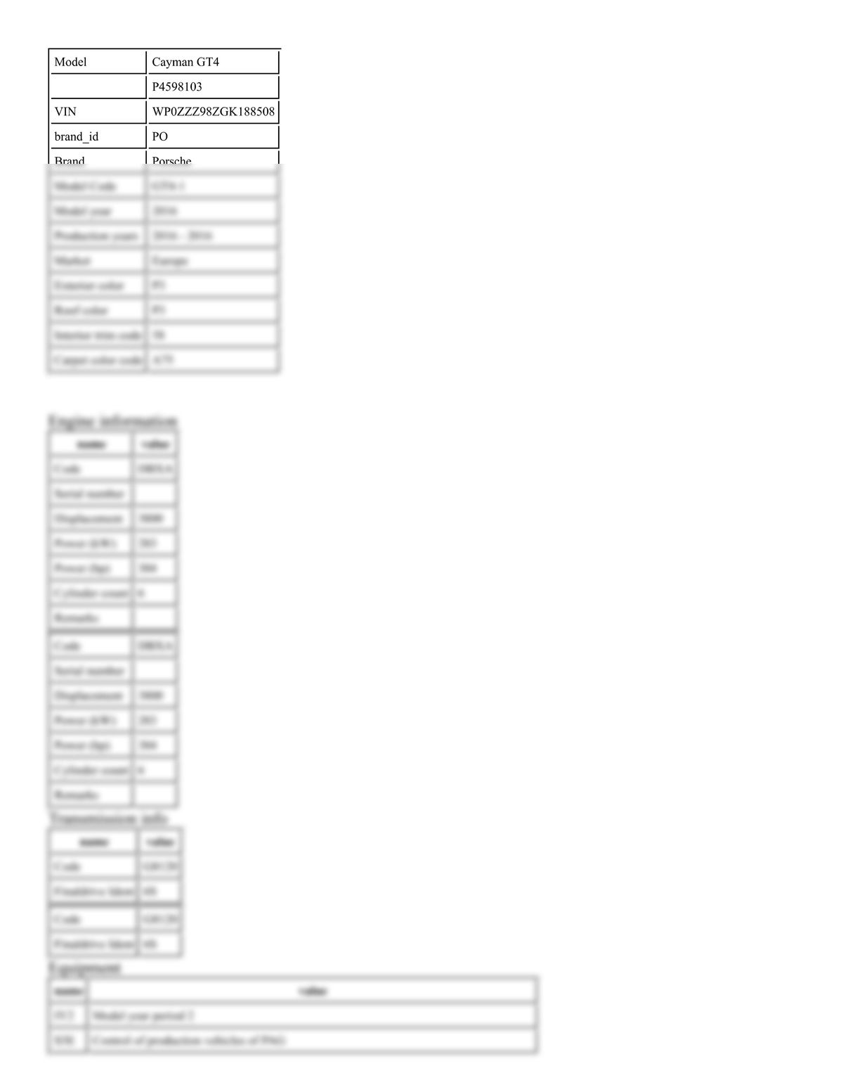 Build Sheet VIN WP0ZZZ98ZGK188508