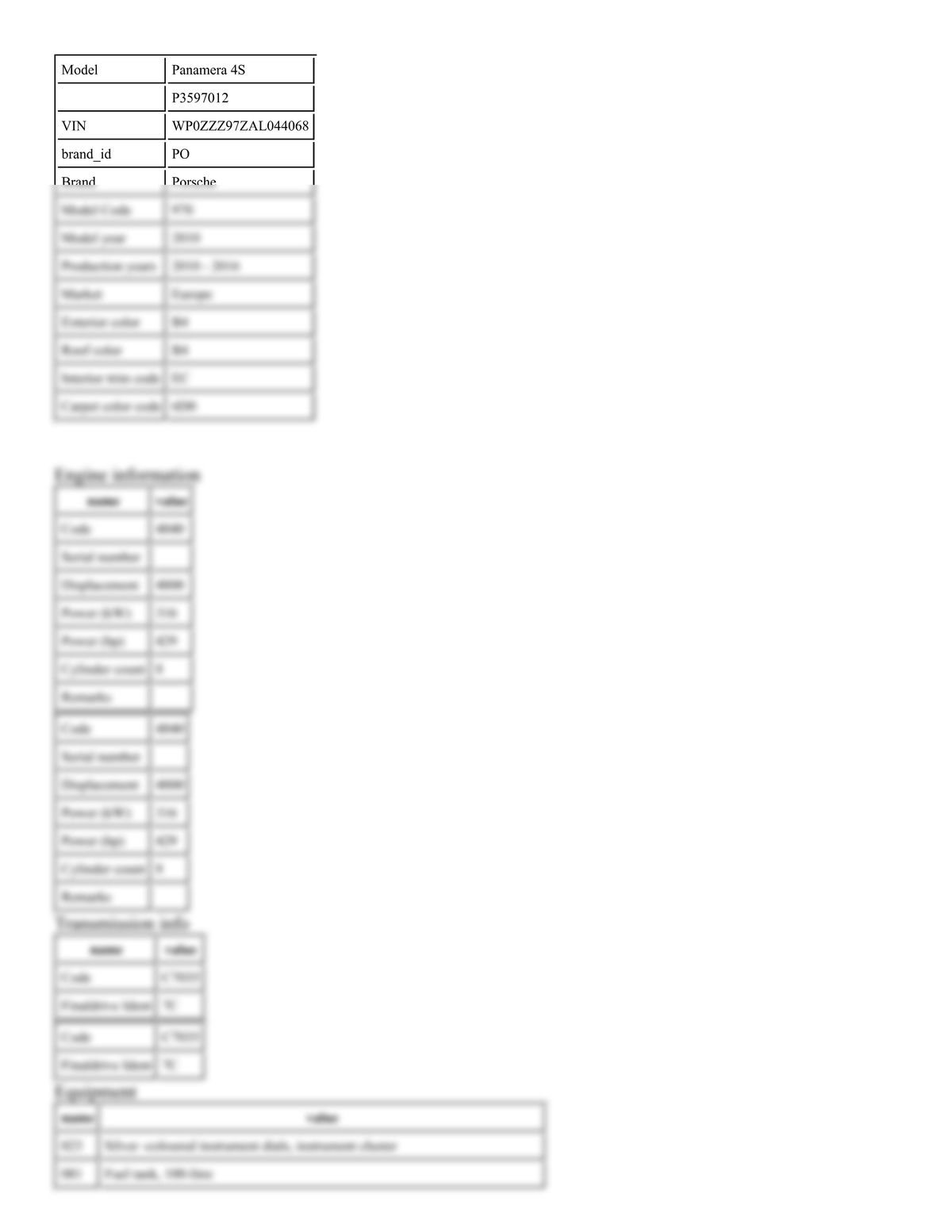 Build Sheet VIN WP0ZZZ97ZAL044068