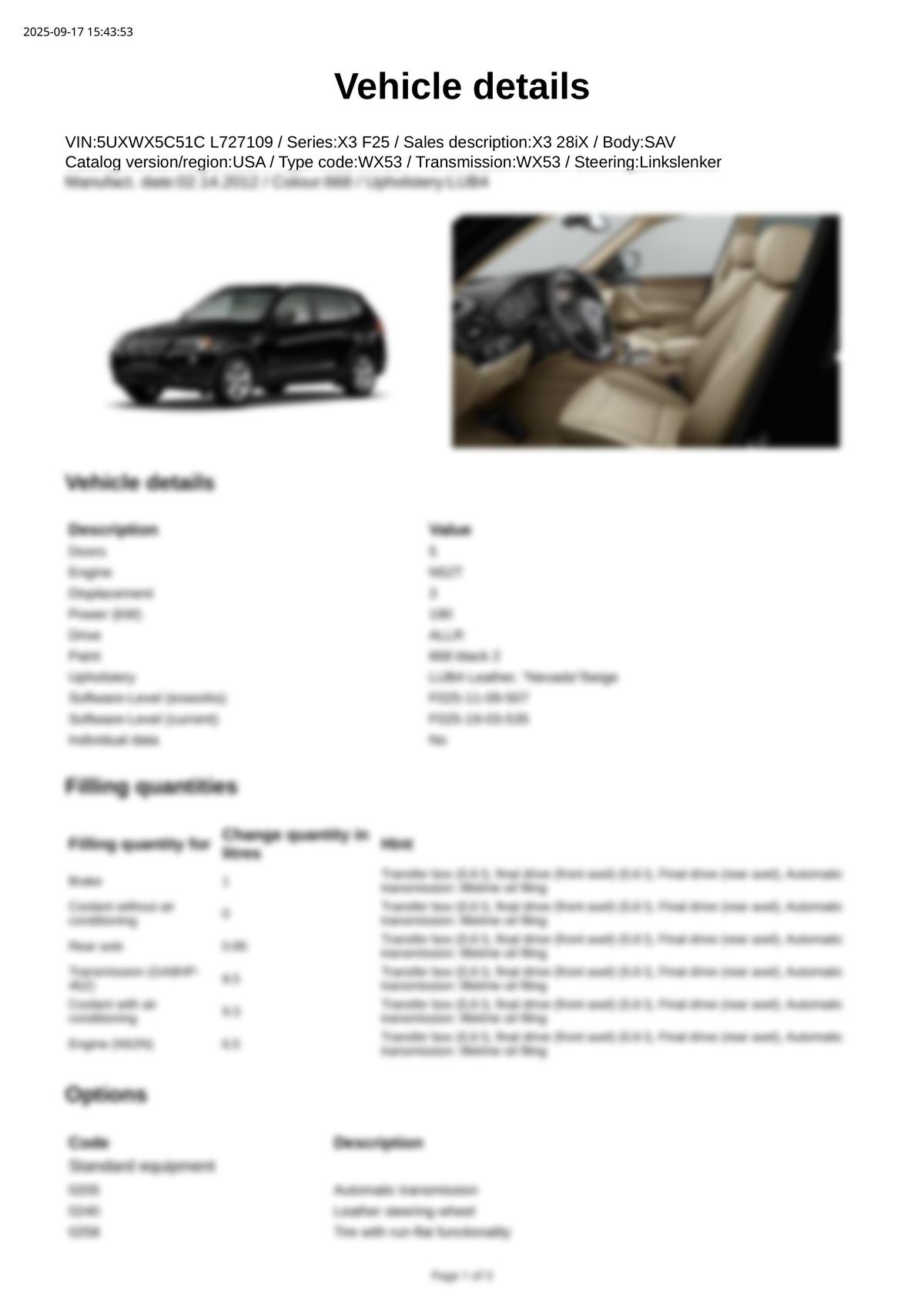 Build Sheet VIN 5UXWX5C51CL727109