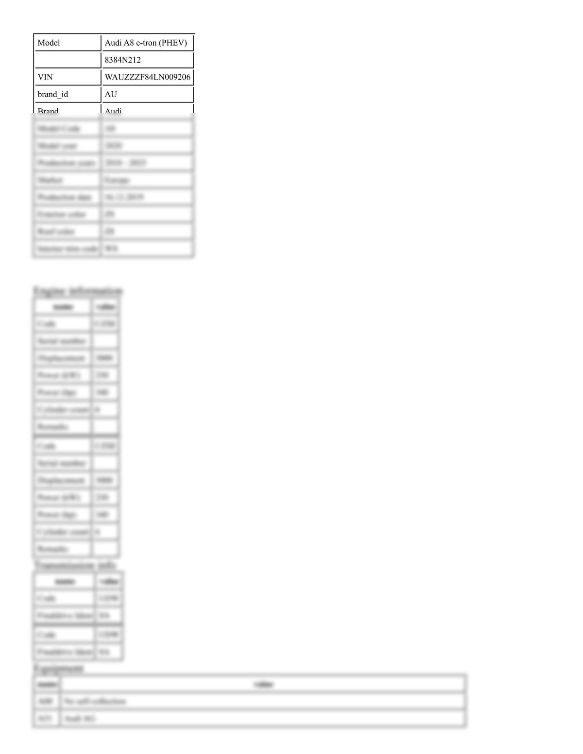 Build Sheet VIN WAUZZZF84LN009206