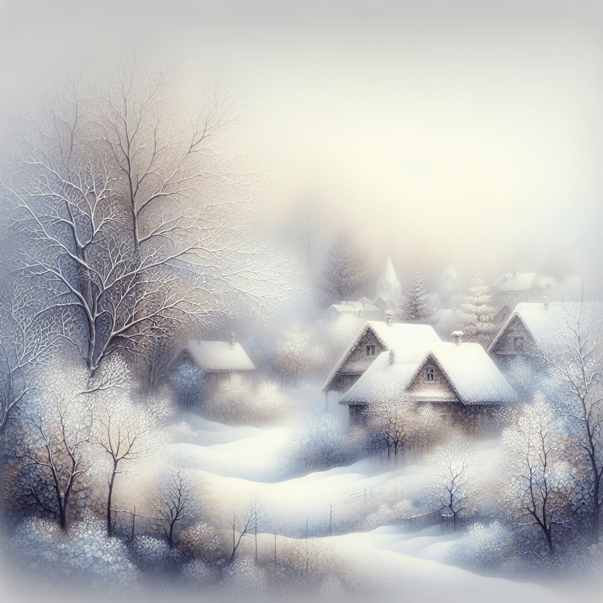 Watercolor winter landscape
