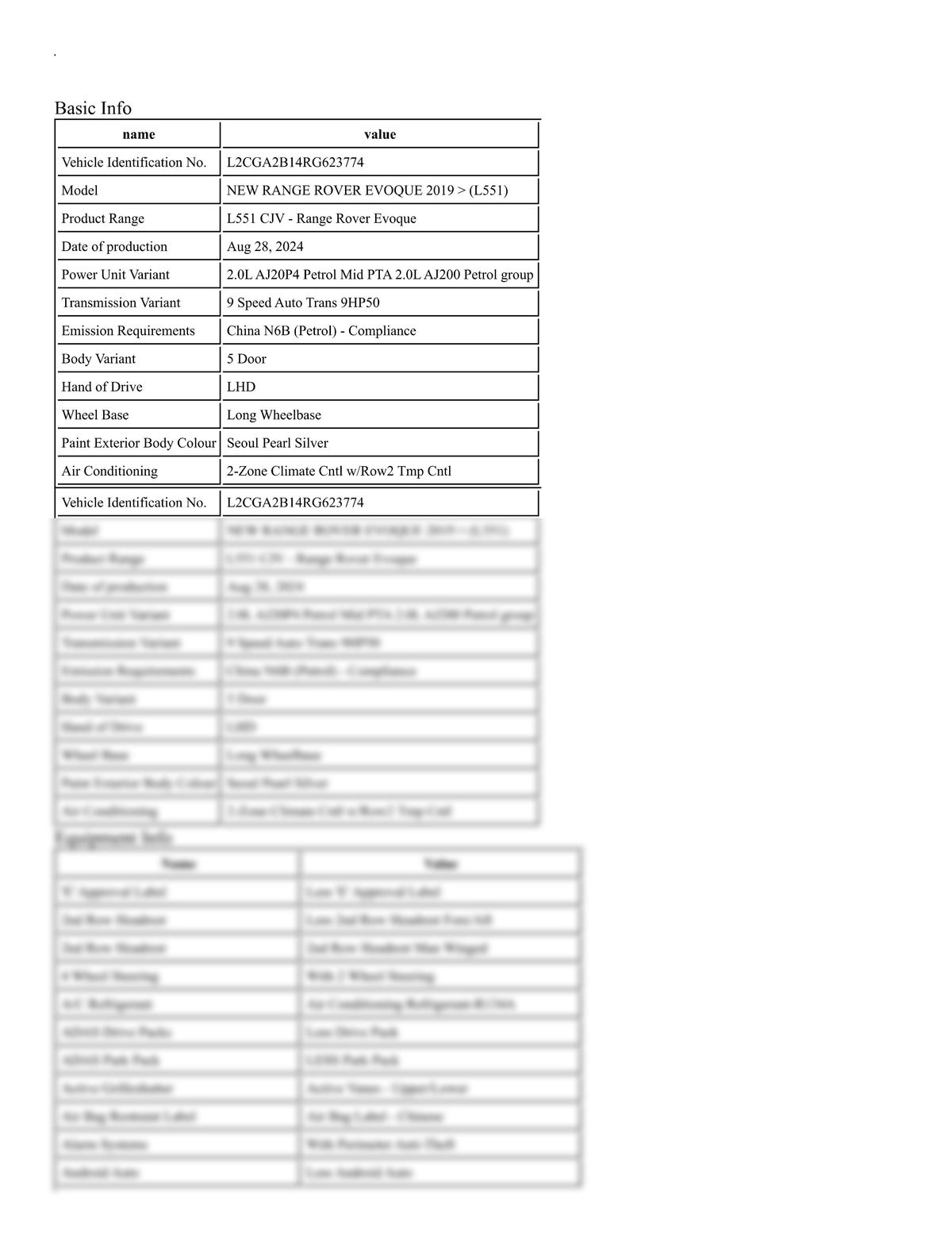 Build Sheet VIN L2CGA2B14RG623774
