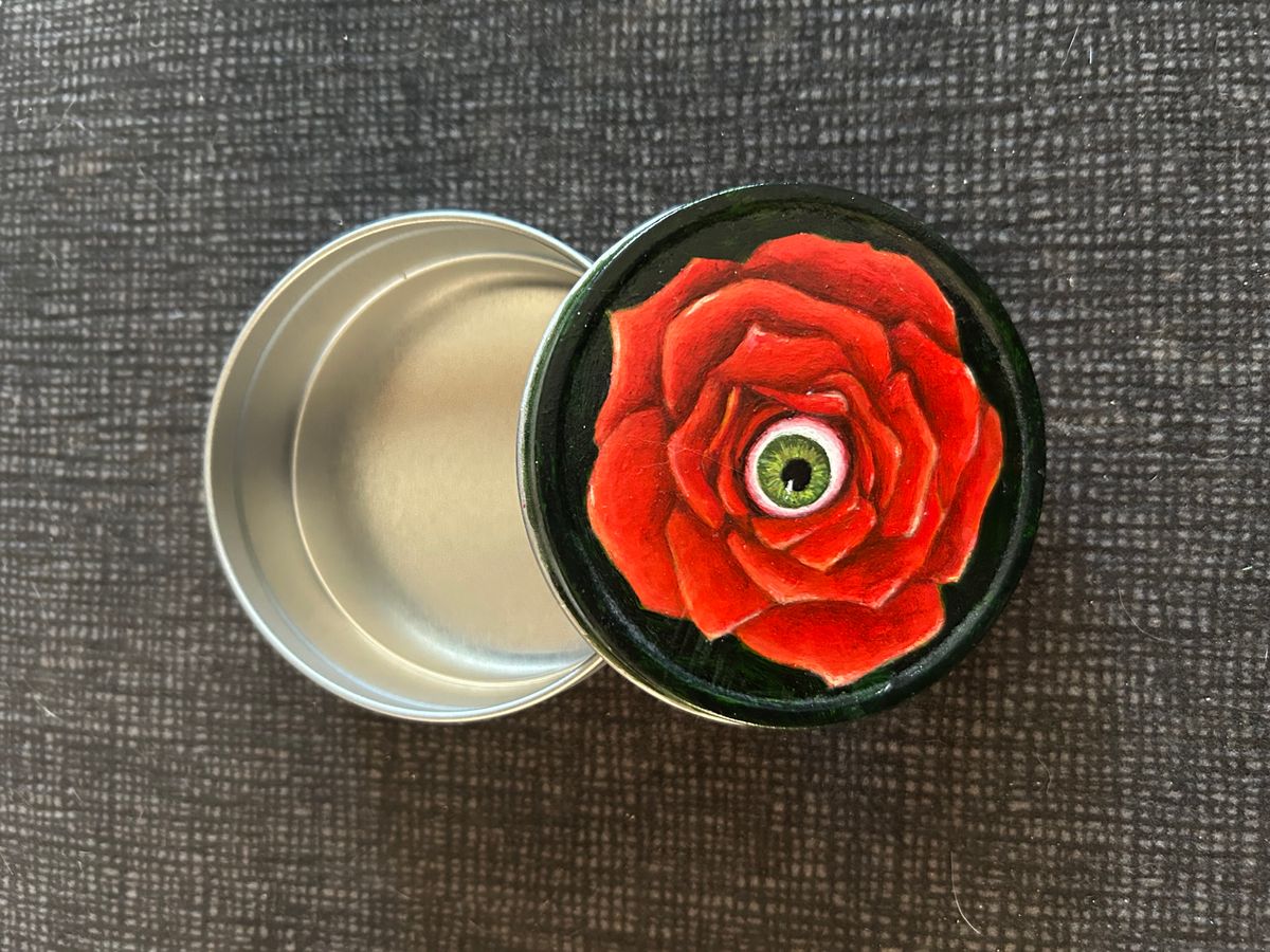 Hand-painted metal tin