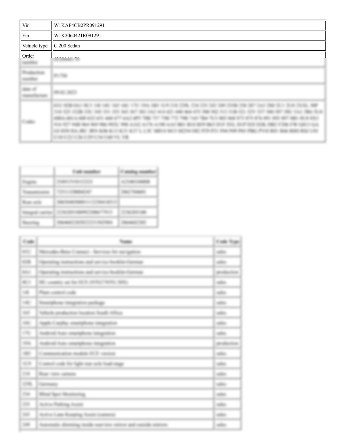 Service History Report VIN W1KAF4CB2PR091291
