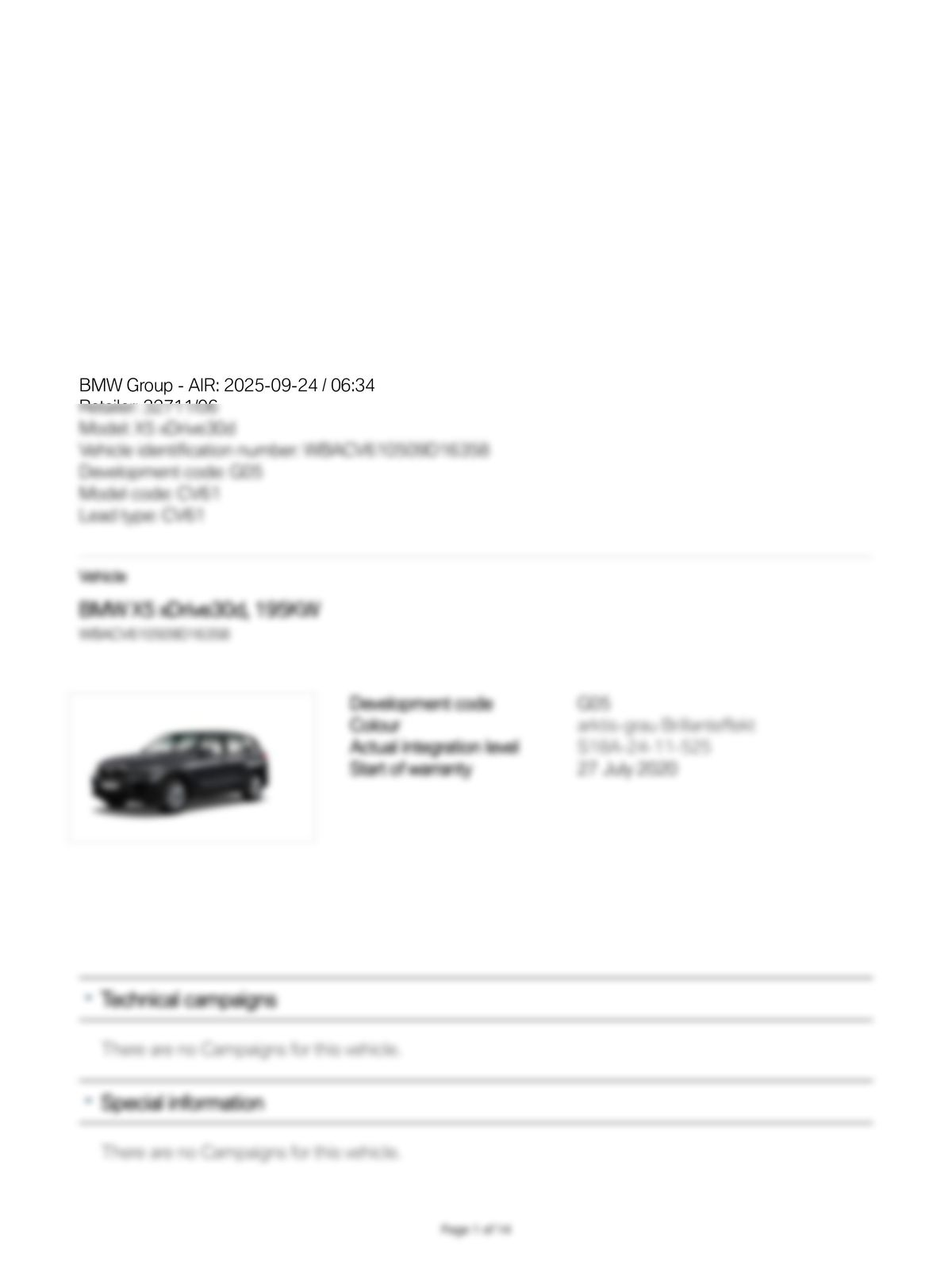 Service History Report VIN WBACV610509D16358