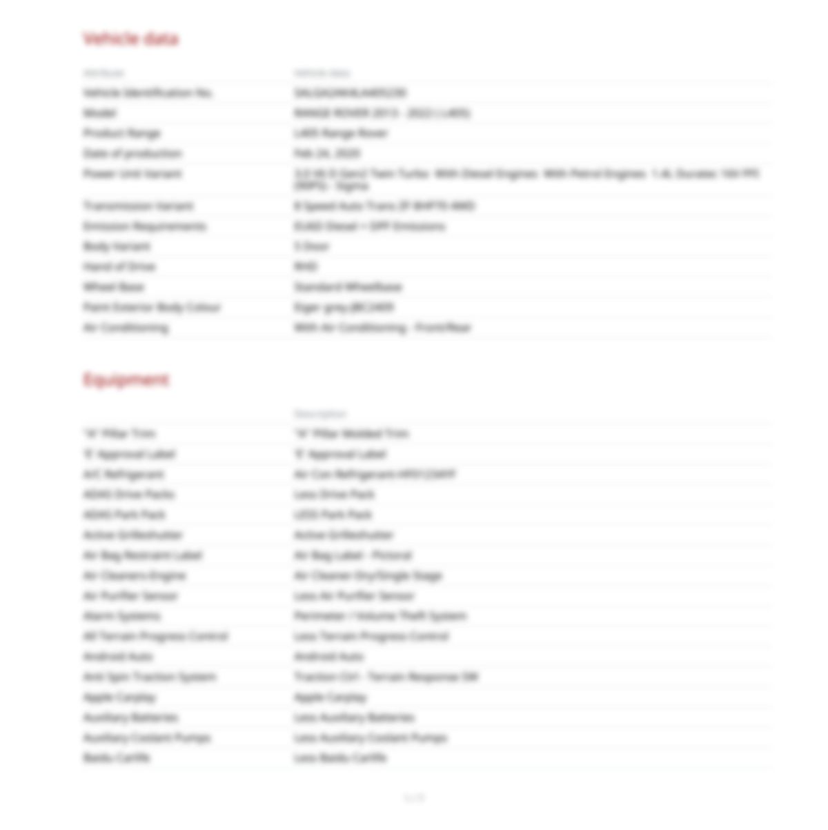 Build Sheet VIN SALGA2AK4LA405230