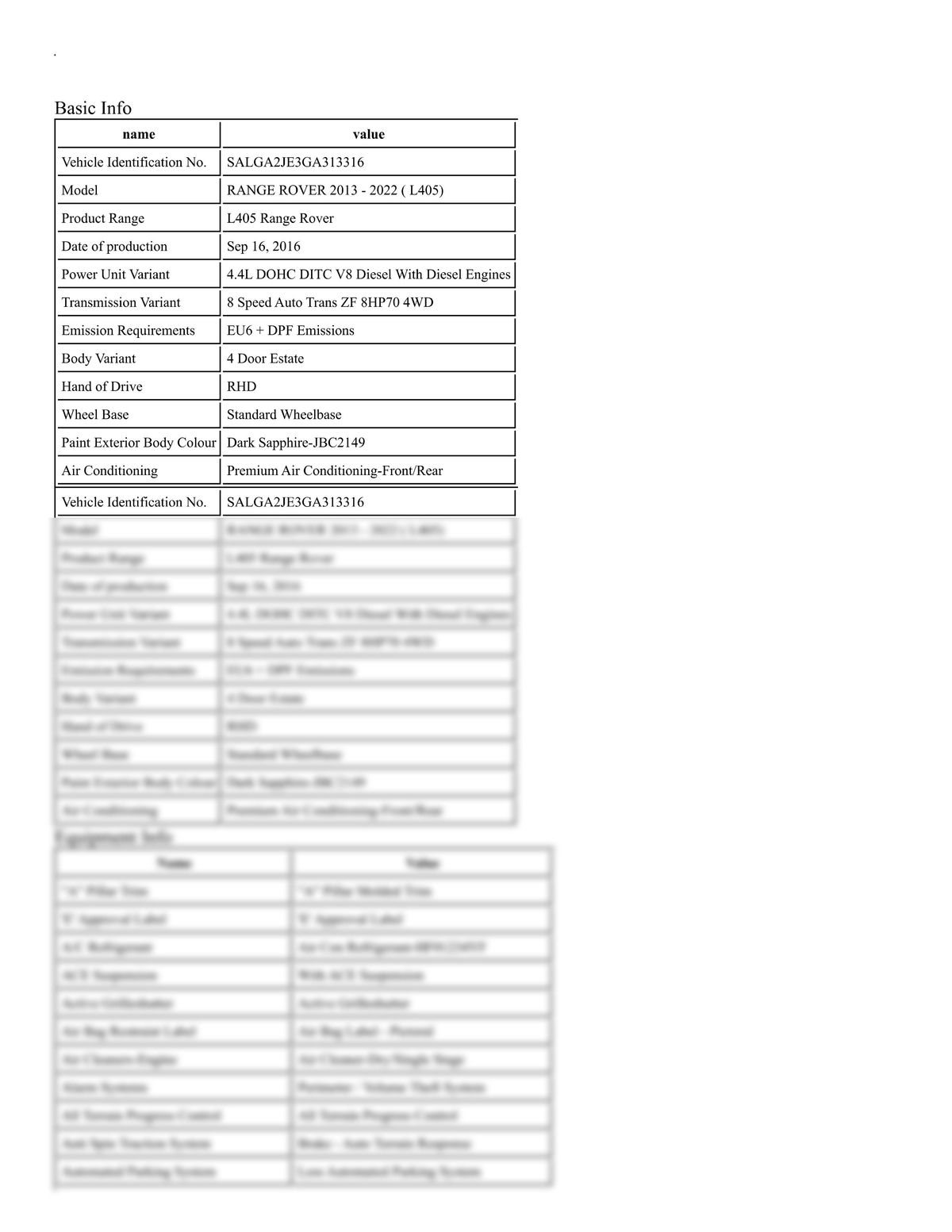 Build Sheet VIN SALGA2JE3GA313316