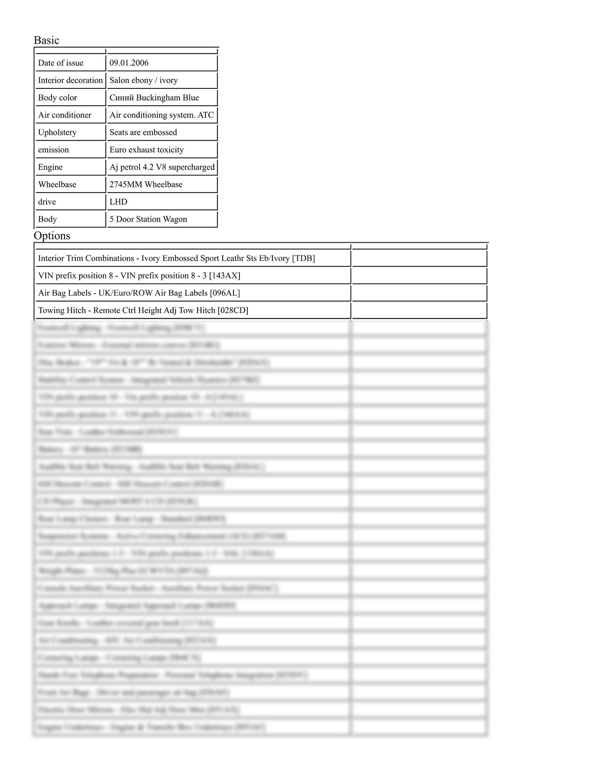 Build Sheet VIN SALLSAA346A940954