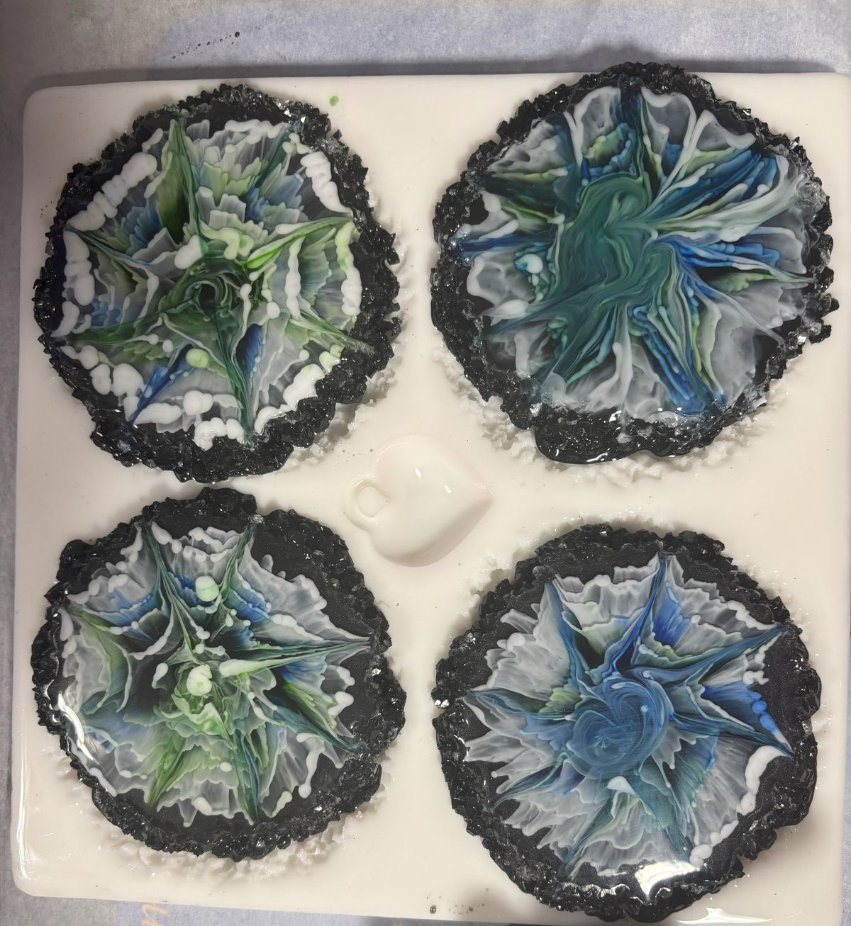 Druzy Edge Coasters with bloom