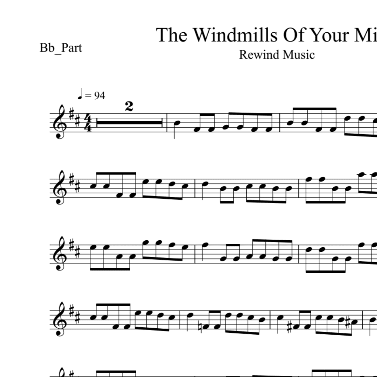 BT0412 The Windmills Of Your Mind in Am Backing Track and Sheet Music