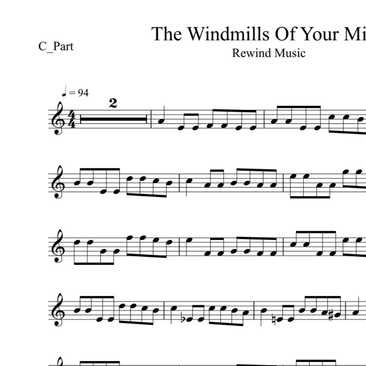 BT0412 The Windmills Of Your Mind in Am Backing Track and Sheet Music