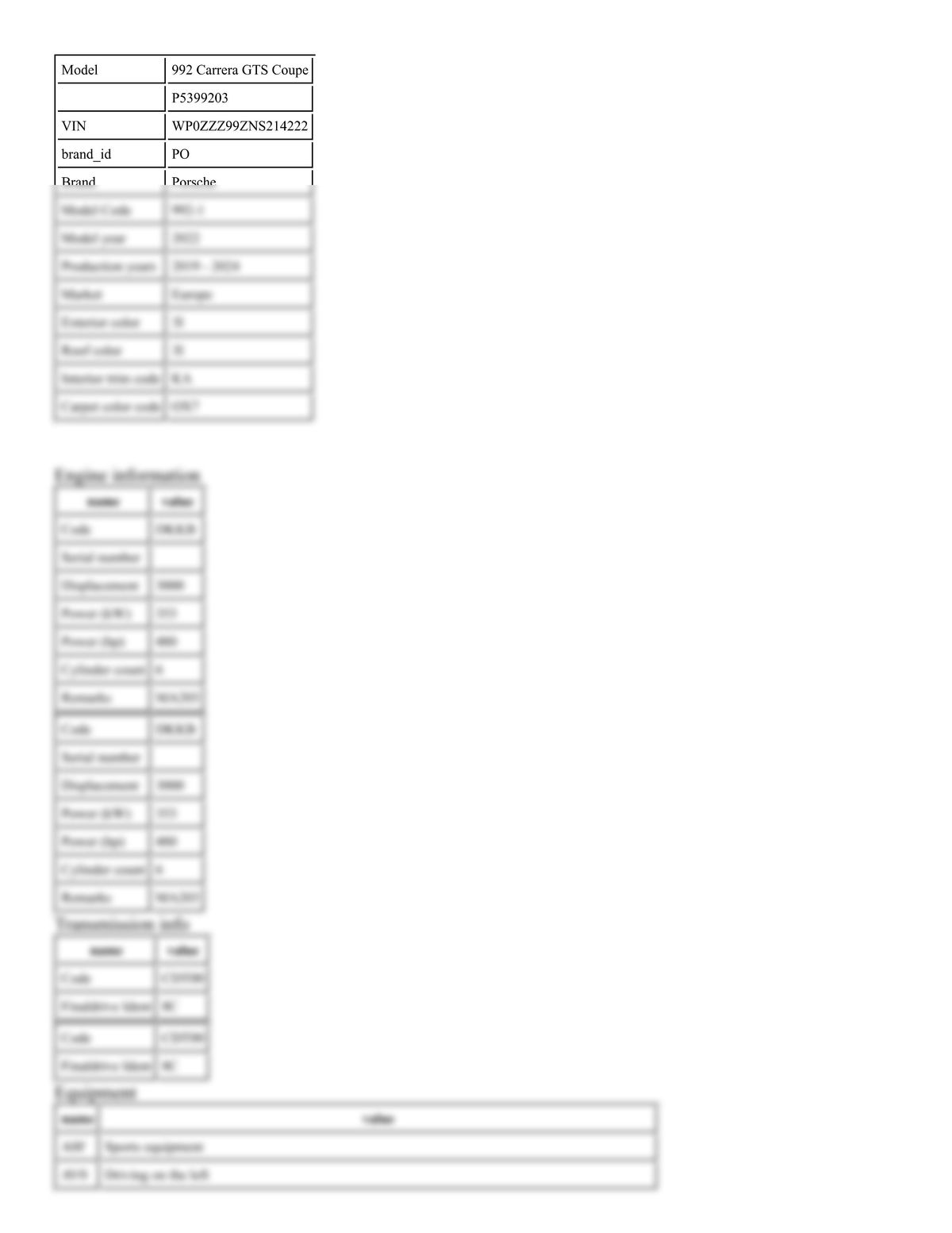Build Sheet VIN WP0ZZZ99ZNS214222