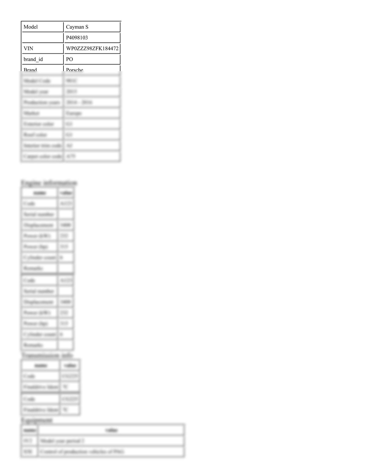 Build Sheet VIN WP0ZZZ98ZFK184472
