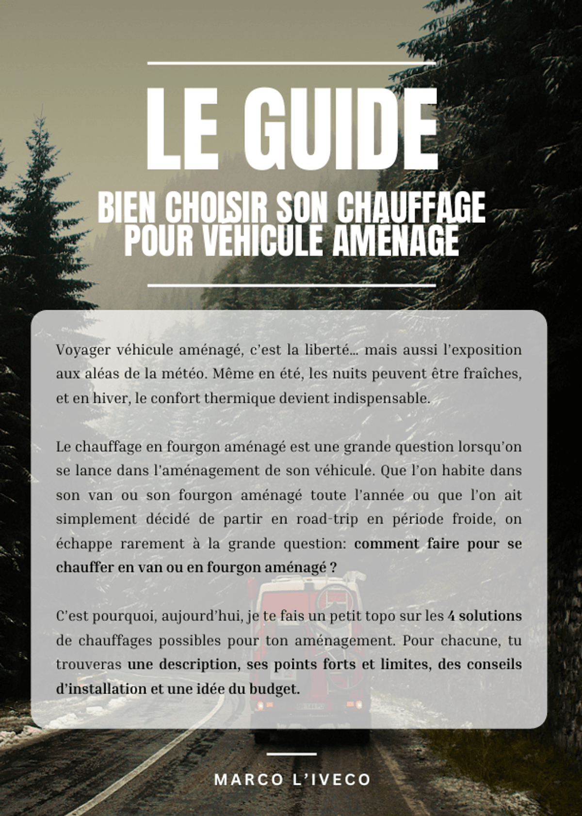 Guide chauffage en van  (Prix libre)