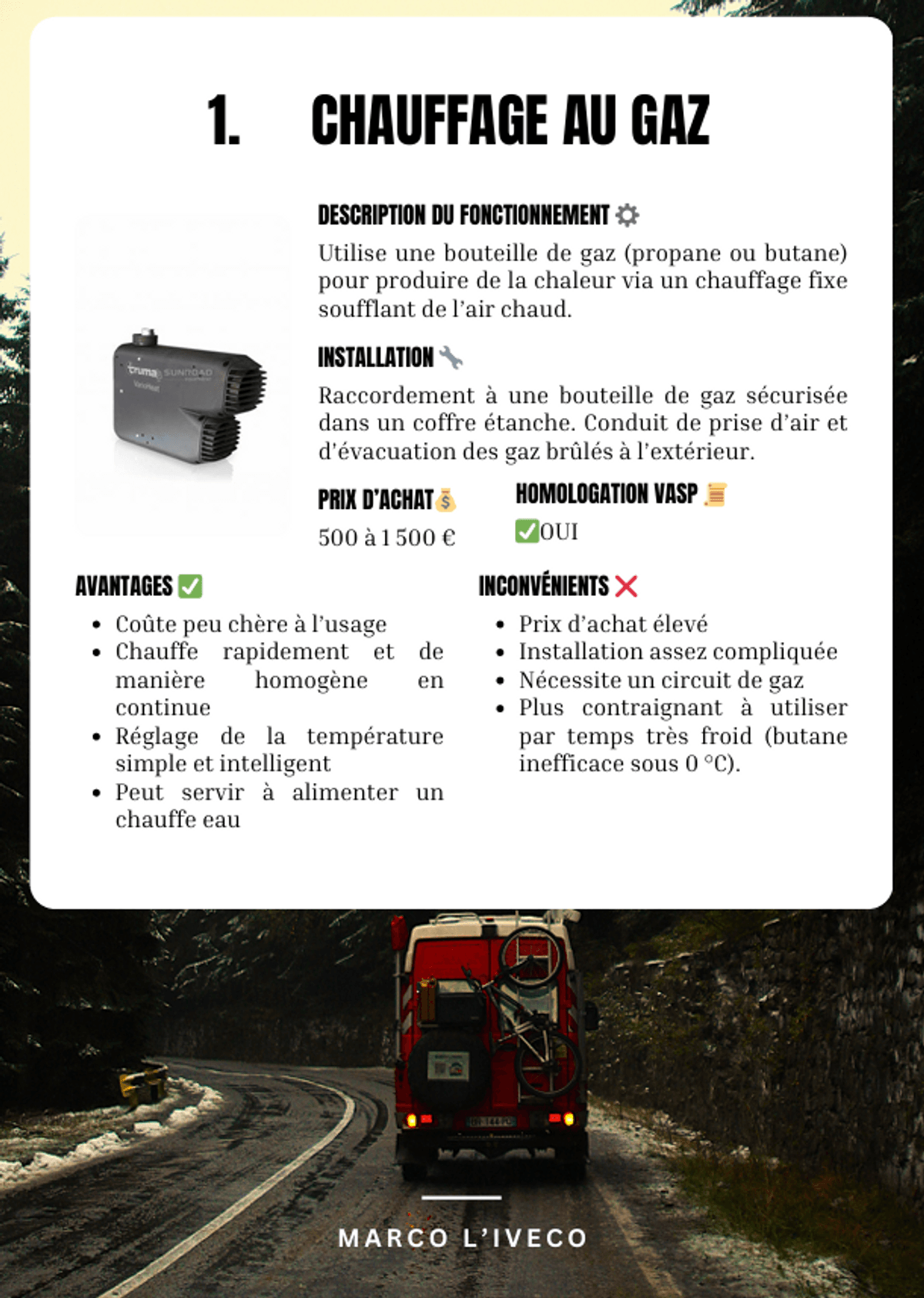 Guide chauffage en van  (Prix libre)