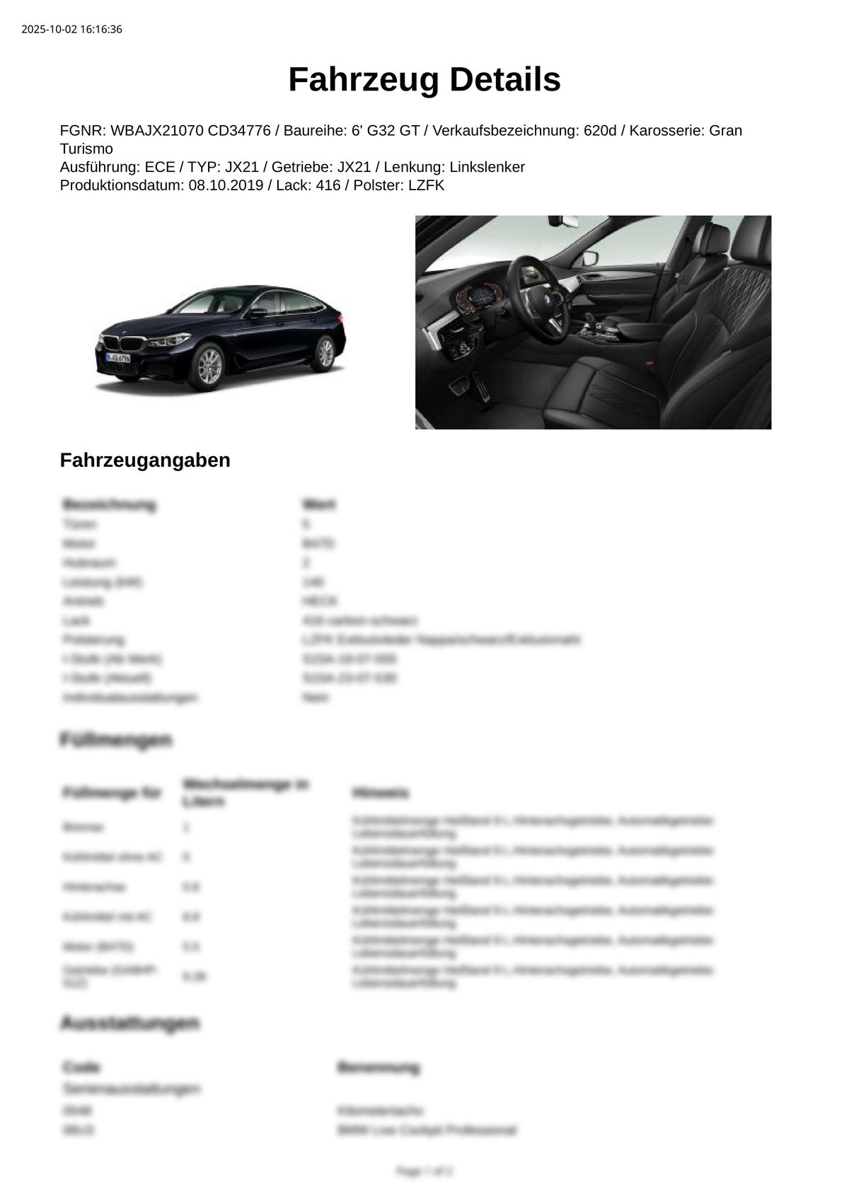 Build Sheet VIN WBAJX21070CD34776