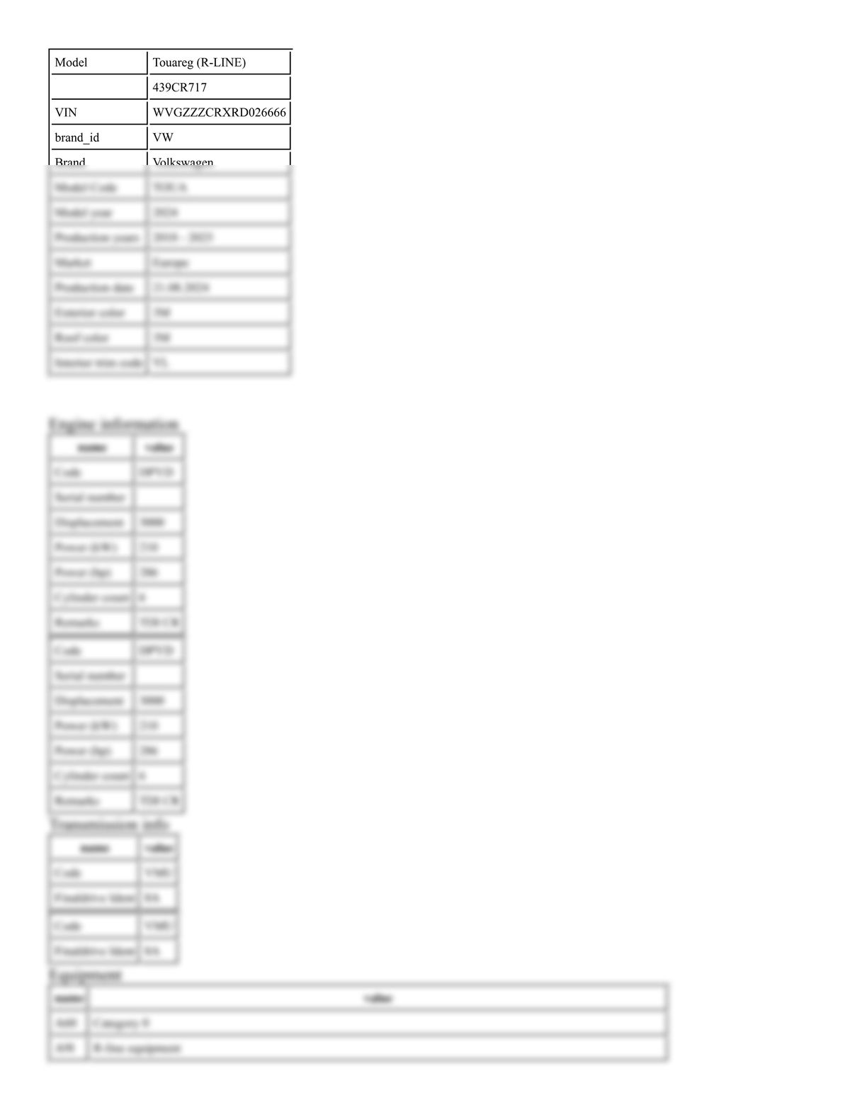 Build Sheet VIN WVGZZZCRXRD026666